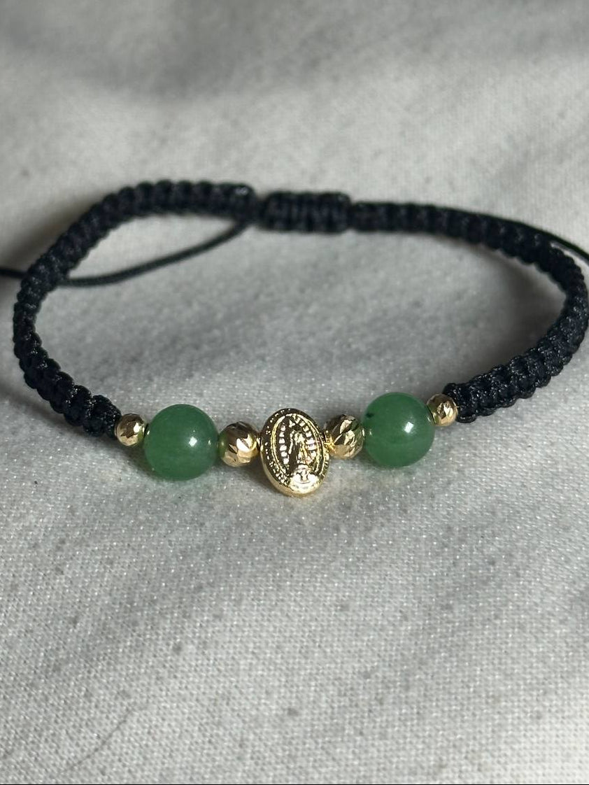 Pulsera de la Virgen con Esmeraldas Naturales y Plata 925 | Diseño Artesanal Ajustable